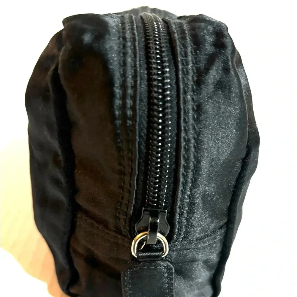 Prada black nylon oblong mini pouch clutch make up bag